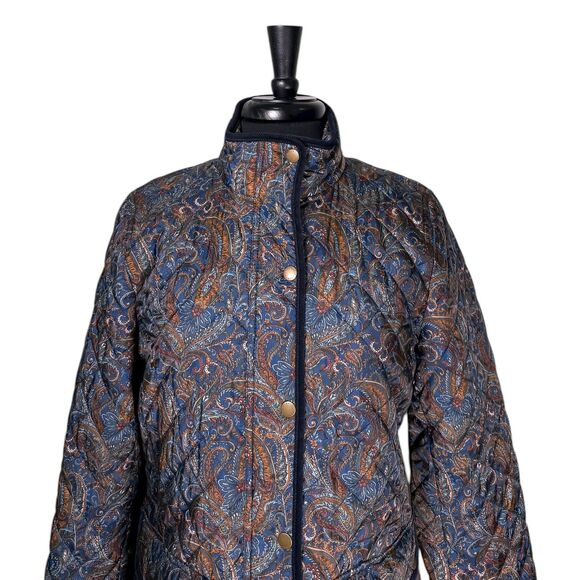 Talbots Womens Coat M Paisley Quilted Corduroy Snap Button Jacket Preppy Classic - Picture 6 of 10